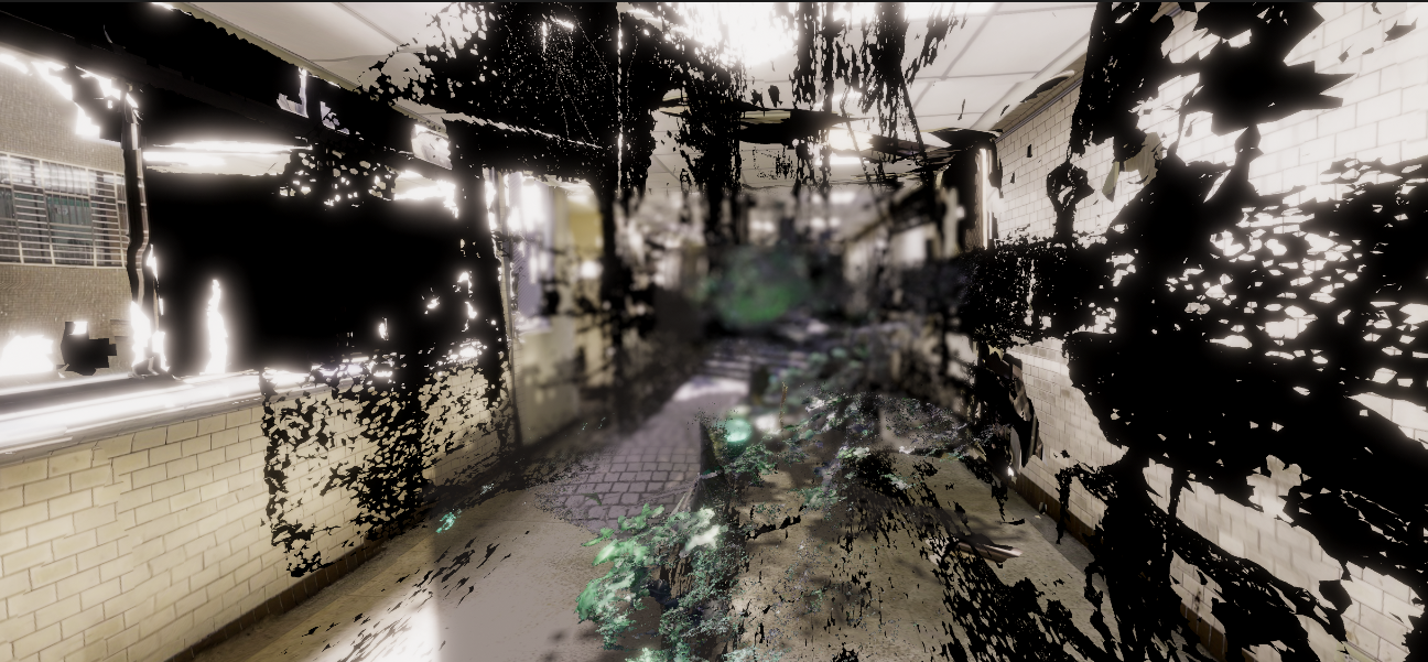 AR overlay, botanical garden fragment on corridor